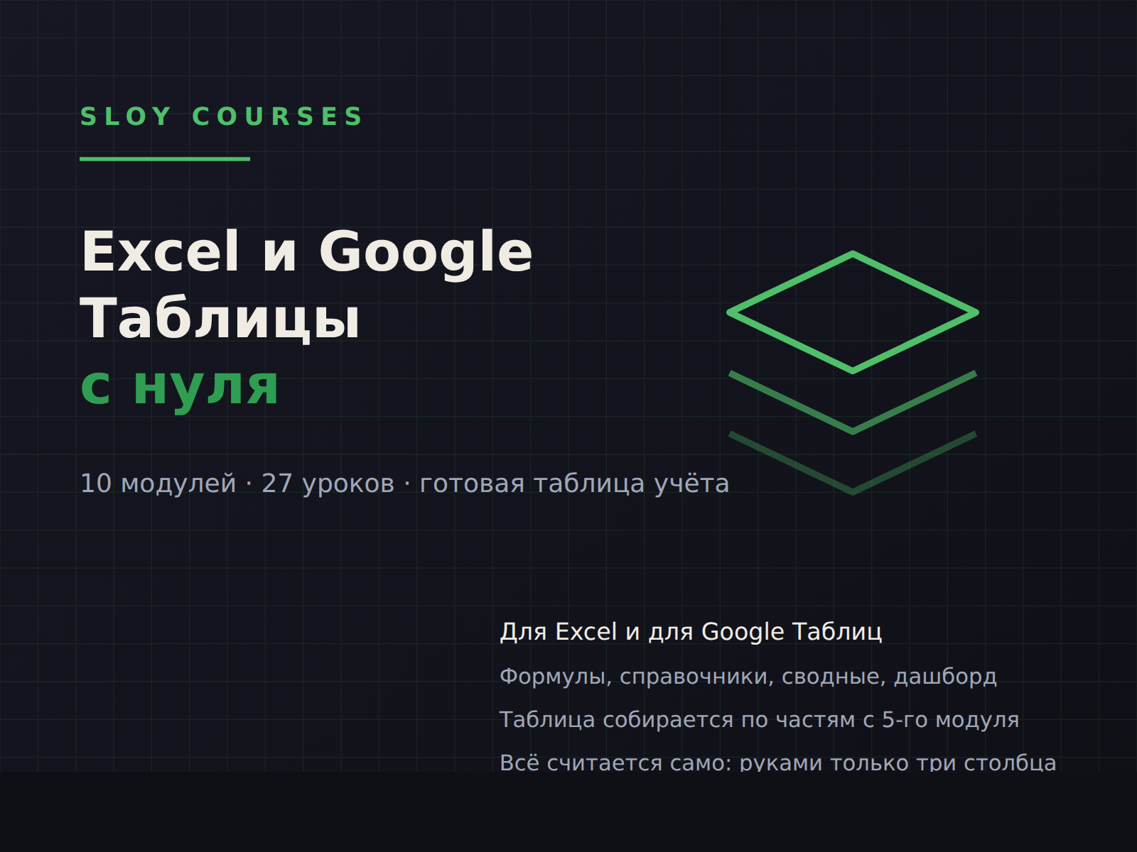 Обложка курса «Excel и Google Таблицы с нуля до уверенной работы»